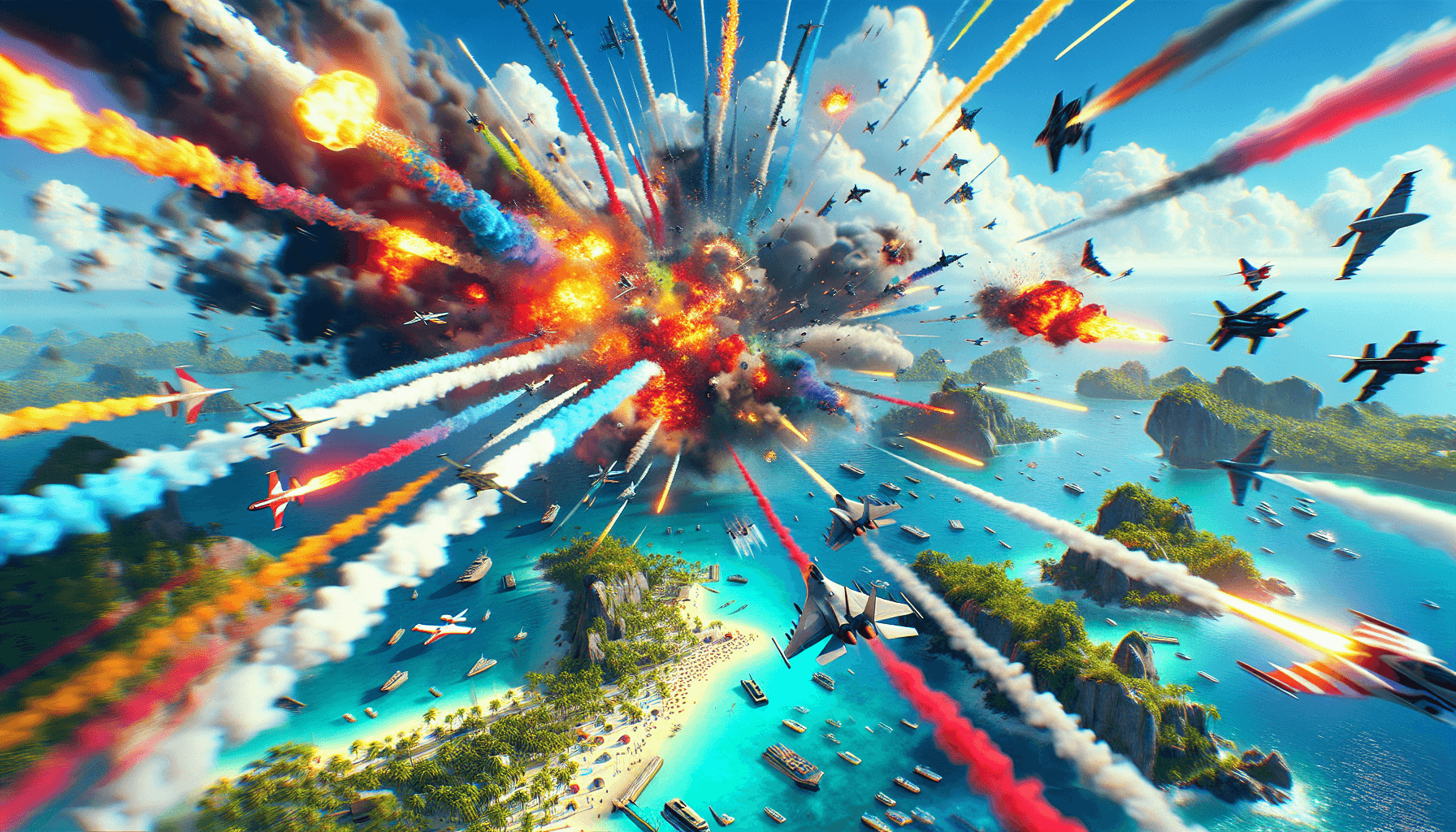 Escena de batalla aérea